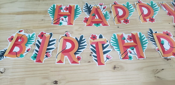 Happy Birthday Varal Personalizado Mais Nome Tema Tropical