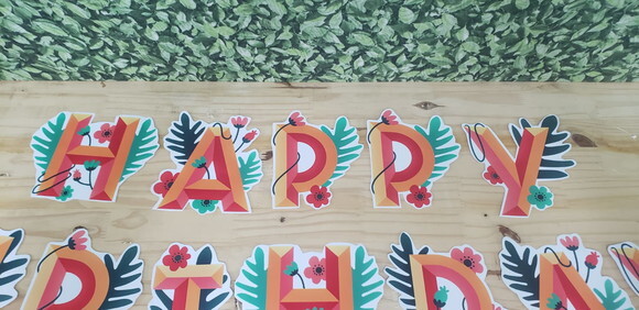 Happy Birthday Varal Personalizado Mais Nome Tema Tropical