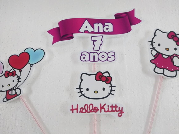 Hello Kitty Topo de Bolo Personalizado