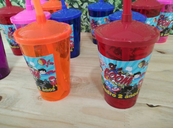 Heróis Baby Copo Canudo Personalizado Pronta Entrega