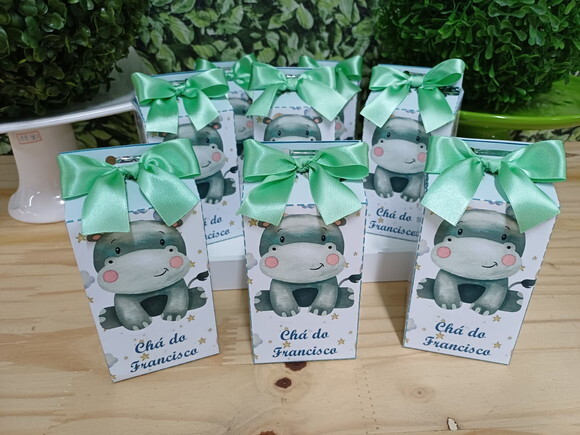 Hipopotamo Cha de Bebê Caixa Milk Personalizada Pronta Entrg