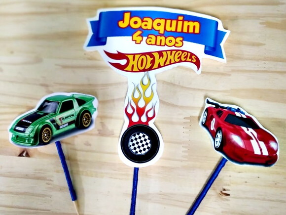 Hot Wheels Topo de Bolo Personalizado Pronta Entrega