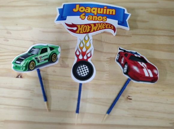 Hot Wheels Topo de Bolo Personalizado Pronta Entrega