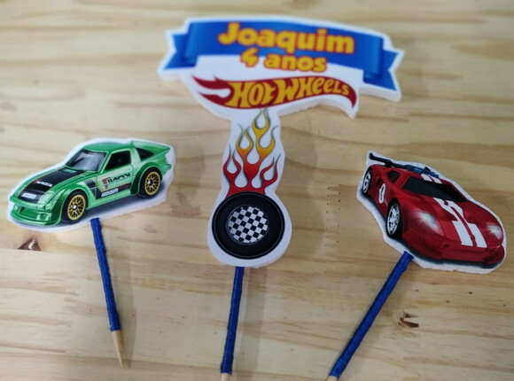 Hot Wheels Topo de Bolo Personalizado Pronta Entrega