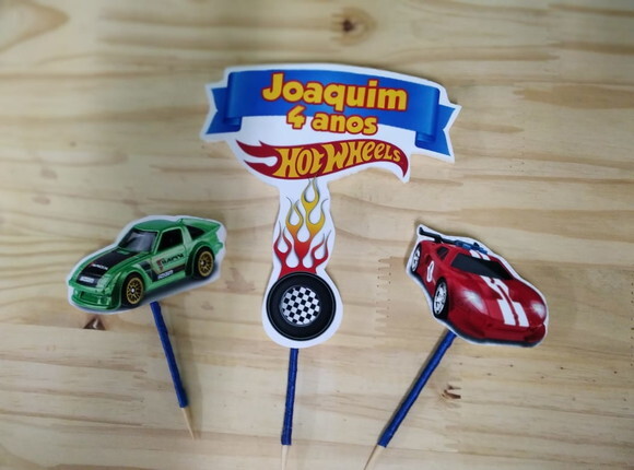 Hot Wheels Topo de Bolo Personalizado Pronta Entrega