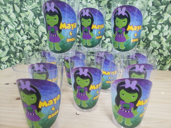 Hulk Menina Copos 300 ml Personalizados Pronta Entrega