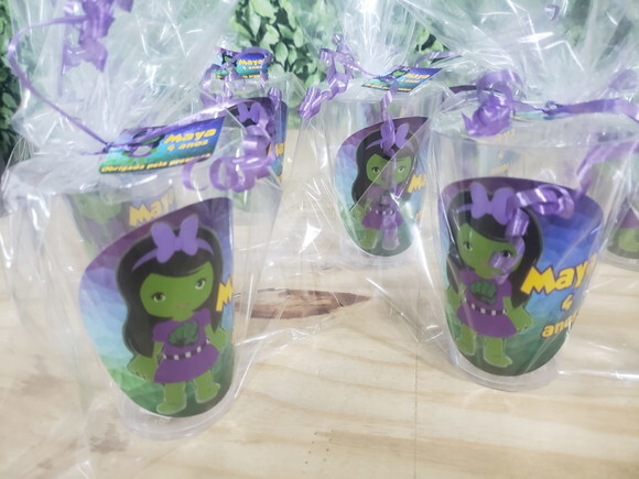 Hulk Menina Copos Personalizados e Embalados