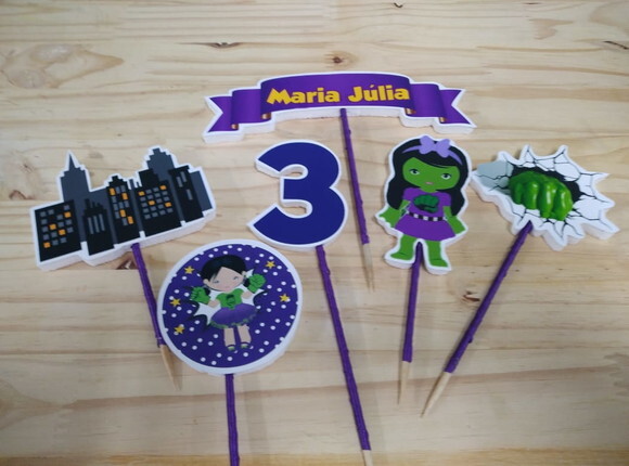 Hulk Menina Topo de Bolo Personalizado Pronta Entrega