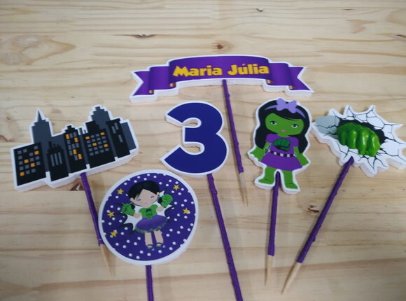 Hulk Menina Topo de Bolo Personalizado Pronta Entrega