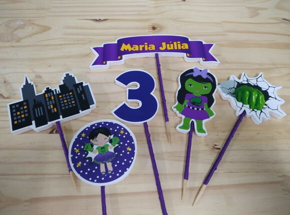 Hulk Menina Topo de Bolo Personalizado Pronta Entrega