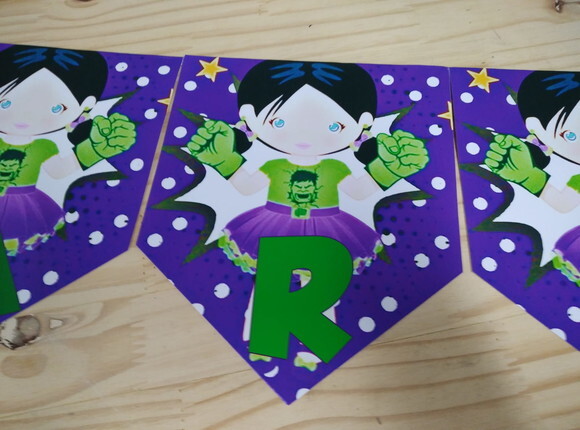 Hulk Menina Varal Personal. Parabens + Nome Pronta Entrega