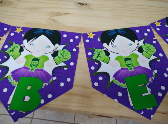 Hulk Menina Varal Personal. Parabens + Nome Pronta Entrega