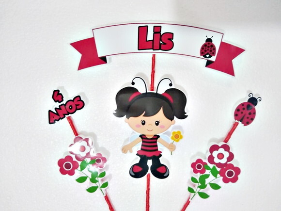 Joaninha Topo de Bolo Personalizado Pronta Entrega