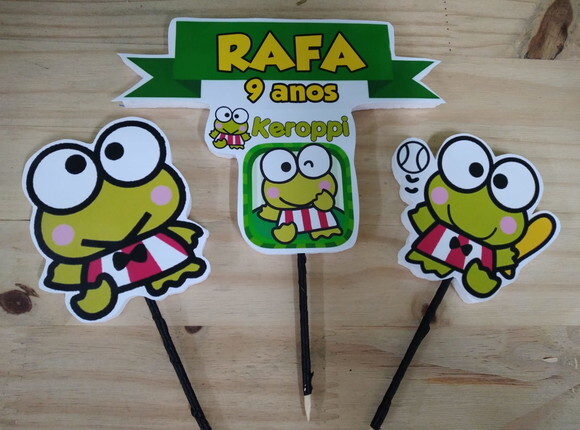 Keroppi Topo de Bolo Personalizado Pronta Entrega