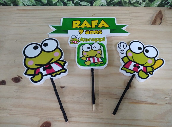 Keroppi Topo de Bolo Personalizado Pronta Entrega