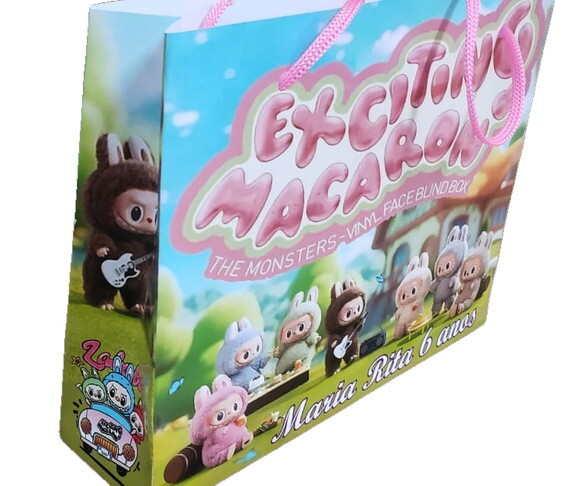 Labubu Sacola Personalizada Horizontal Pronta Entrega Tam m
