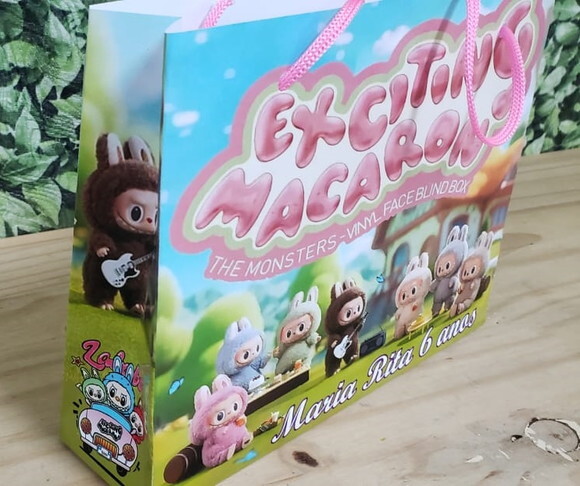 Labubu Sacola Personalizada Horizontal Pronta Entrega Tam m