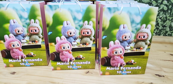 Labubu Sacola Personalizada Pronta Entregsa Tam Médio