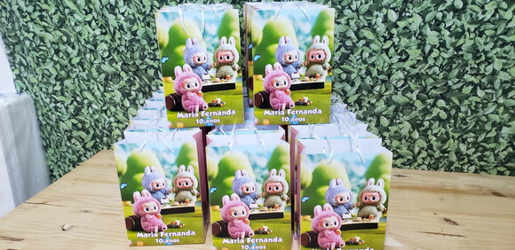 Labubu Sacola Personalizada Pronta Entregsa Tam Médio