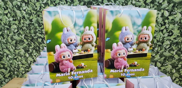 Labubu Sacola Personalizada Pronta Entregsa Tam Médio