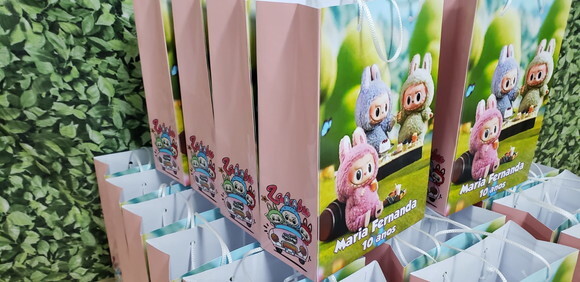 Labubu Sacola Personalizada Pronta Entregsa Tam Médio
