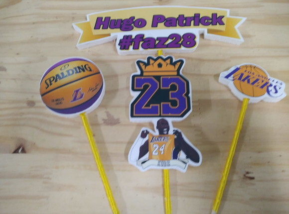 Lakers Topo de Bolo Personalizado Pronta Entrega