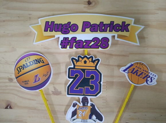 Lakers Topo de Bolo Personalizado Pronta Entrega