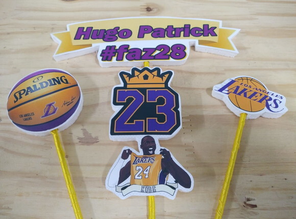 Lakers Topo de Bolo Personalizado Pronta Entrega