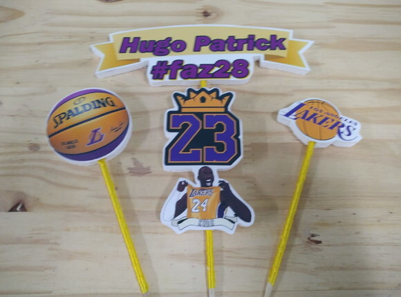 Lakers Topo de Bolo Personalizado Pronta Entrega
