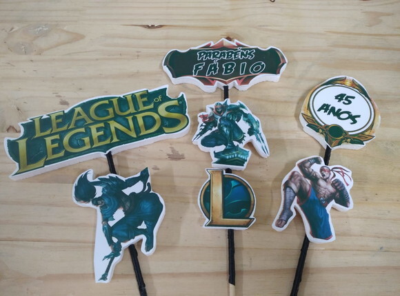 League Of Legends Topo de Bolo Personalizado Pronta Entrega