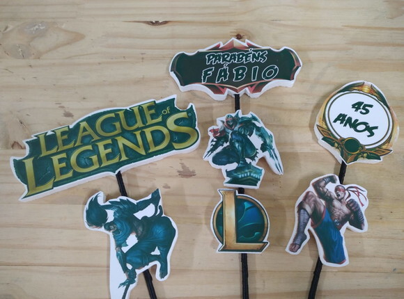 League Of Legends Topo de Bolo Personalizado Pronta Entrega