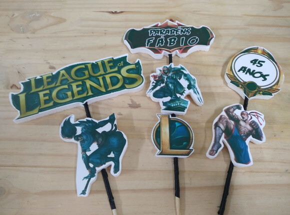 League Of Legends Topo de Bolo Personalizado Pronta Entrega