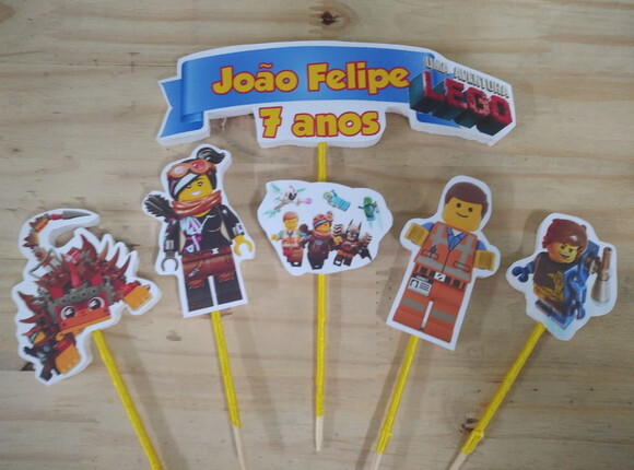 Lego Aventura Topo de Bolo Personalizado Pronta Entrega