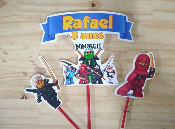 Lego Ninjago Topo de Bolo Personalizado Pronta Entrega