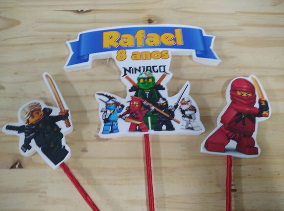 Lego Ninjago Topo de Bolo Personalizado Pronta Entrega
