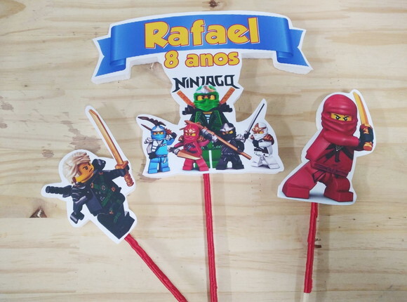 Lego Ninjago Topo de Bolo Personalizado Pronta Entrega