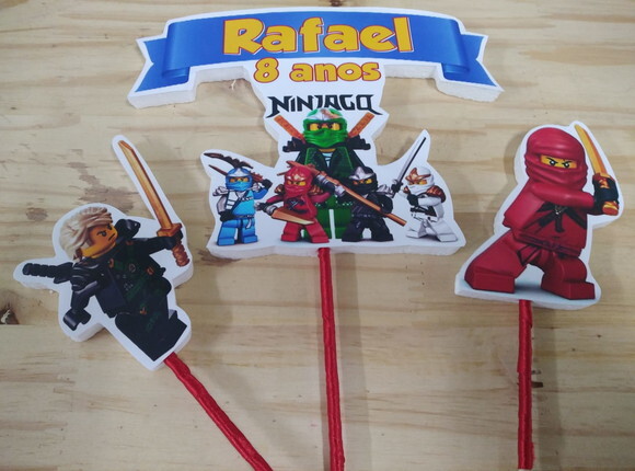 Lego Ninjago Topo de Bolo Personalizado Pronta Entrega