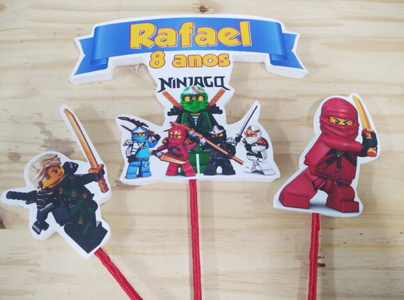 Lego Ninjago Topo de Bolo Personalizado Pronta Entrega