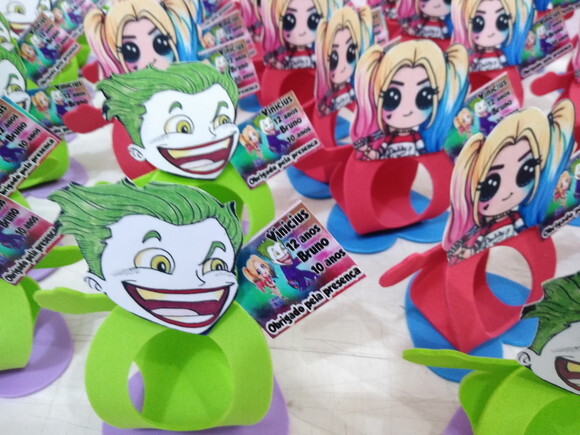 Lembrancinha Arlequina e Coringa Babys Personalizadas