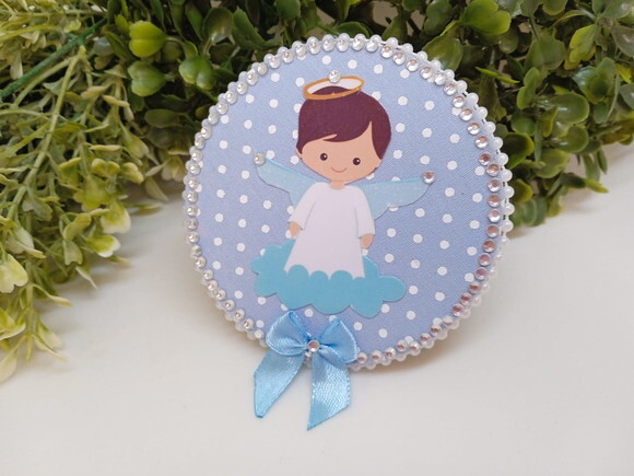 Lembrancinha Batizado Imã Anjo Azul Claro