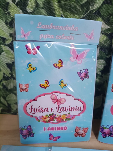 Lembrancinha Gemeas Caderninho Colorir Personalizados