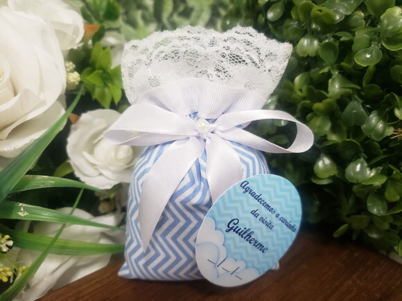 Lembrancinha Maternidade Sachê Perfumado Azul Claro Chevron