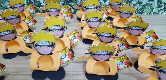 Lembrancinha Naruto Porta Bombom com Tag Personalizada