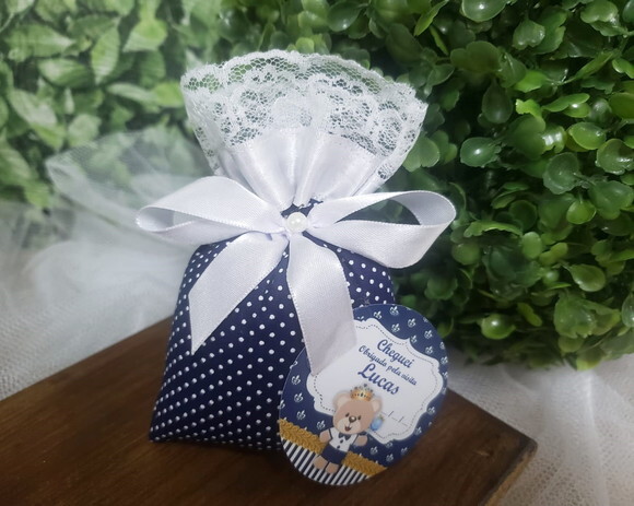 Lembrancinha Nascimento Sachê Perfumado Poá Marinho