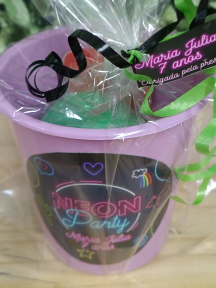 Lembrancinha Neon Baldinho Personalizado Pronta Entrega