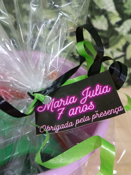 Lembrancinha Neon Baldinho Personalizado Pronta Entrega