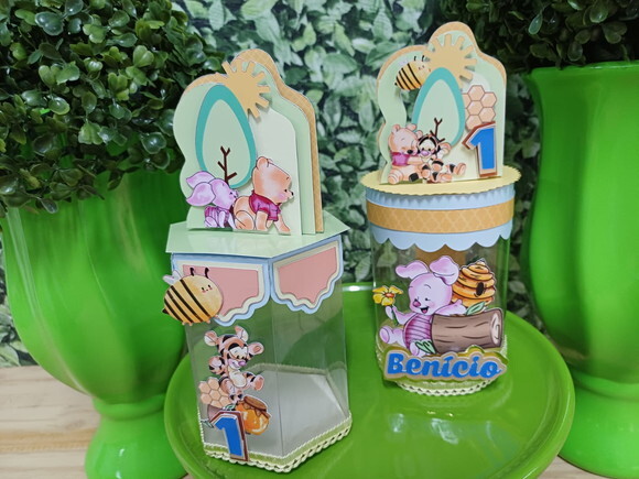 Lembrancinhas Caixas Acetato Luxo Pooh Personalizadas