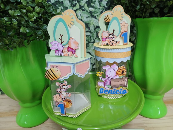 Lembrancinhas Caixas Acetato Luxo Pooh Personalizadas