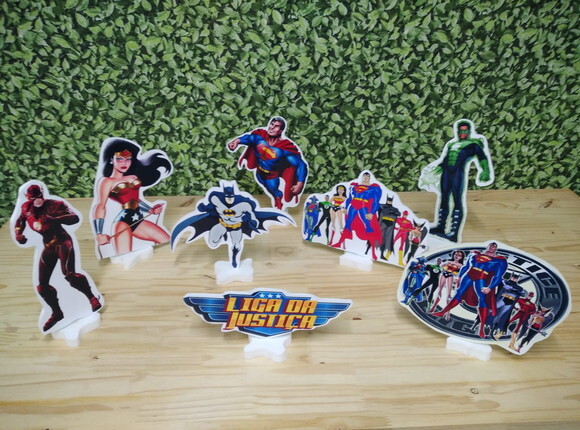 Liga da Justiça Kit Decoração de Mesa 8 Peças