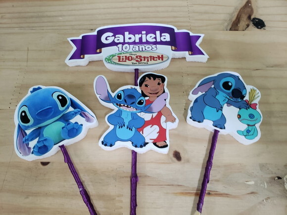 Lilo e Stitch Topo de Bolo Personalizado Pronta Entrega